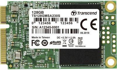 Твердотельный диск 128GB Transcend MSA230S, MSATA, SATA III, 3D TLC [ R/W — 400/550 MB/s]