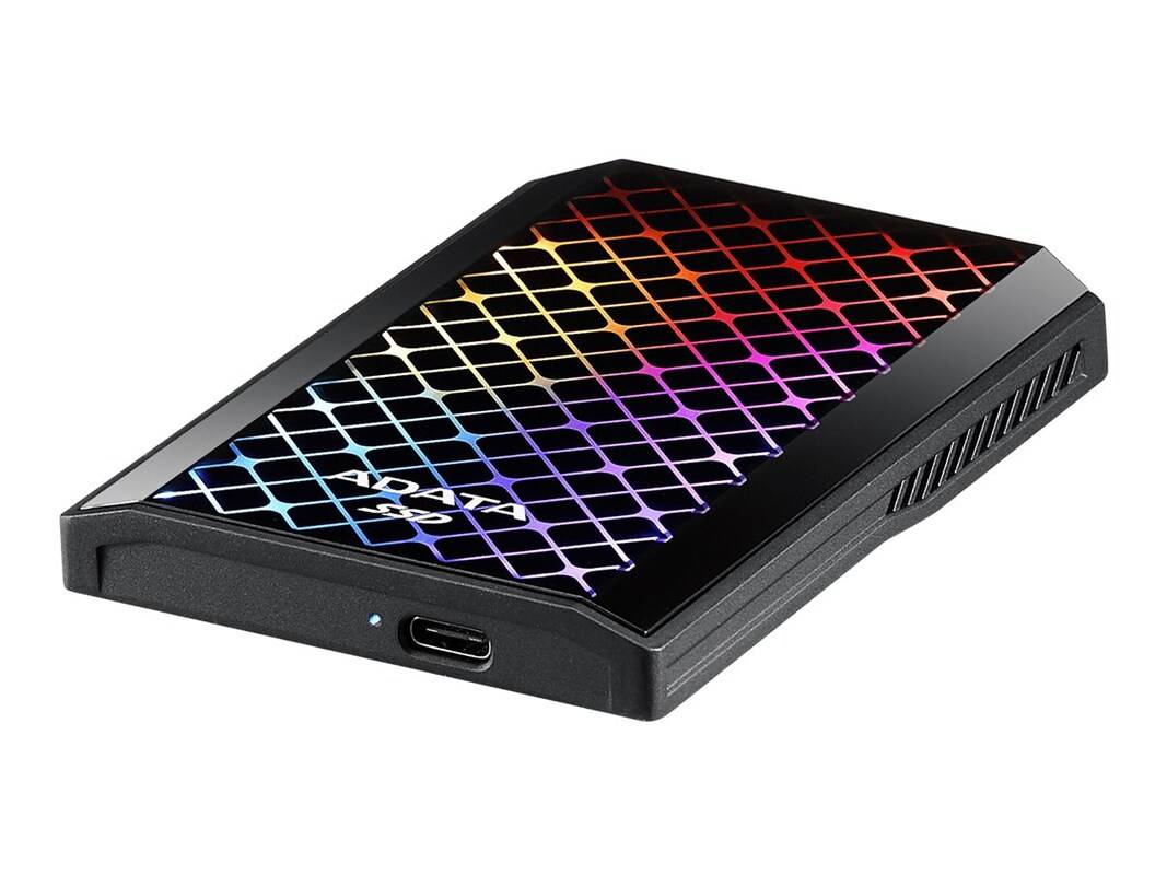 Твердотельный диск 2TB A-DATA SE900G, External, USB 3.2 Type-C, [R/W -2000/2000 MB/s] RGB, черный