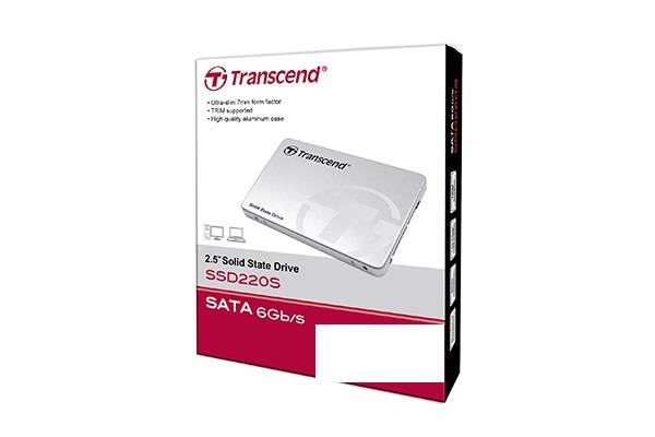 Твердотельный диск 240GB Transcend, 220S, SATA III [R/W — 450/550 MB/s]