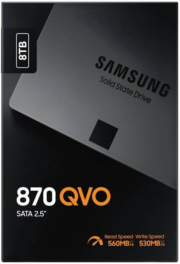 Твердотельный диск 8TB Samsung 870 QVO, V-NAND, 2.5″, SATA III, [R/W — 530/560 MB/s]