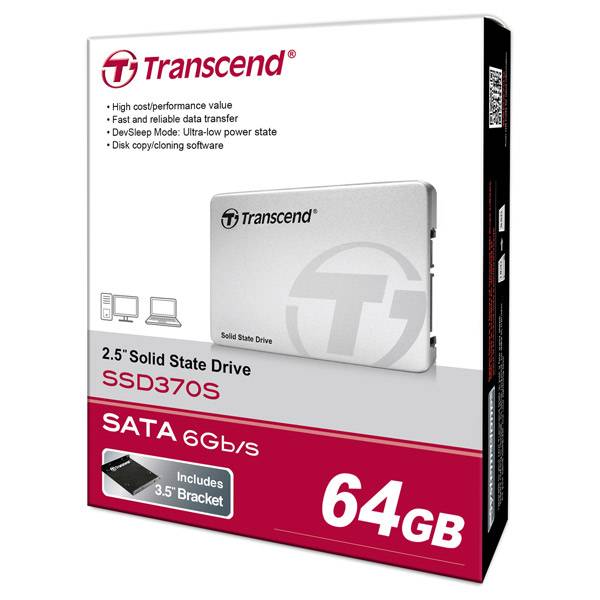 Твердотельный диск 64GB Transcend, 370S, SATA III[R/W — 470/570 MB/s]
