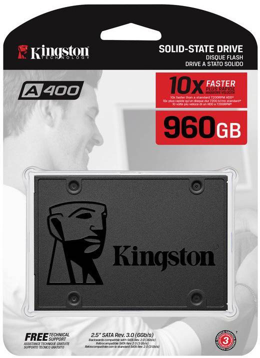 Твердотельный диск 960GB Kingston SSD A400 Series  2.5″, SATA III, [R/W — 500/450 MB/s]