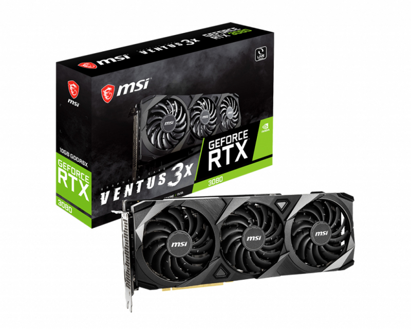 Видеокарта NVIDIA GeForce RTX3080 MSI 10Gb (RTX 3080 VENTUS 3X 10G OC LHR)