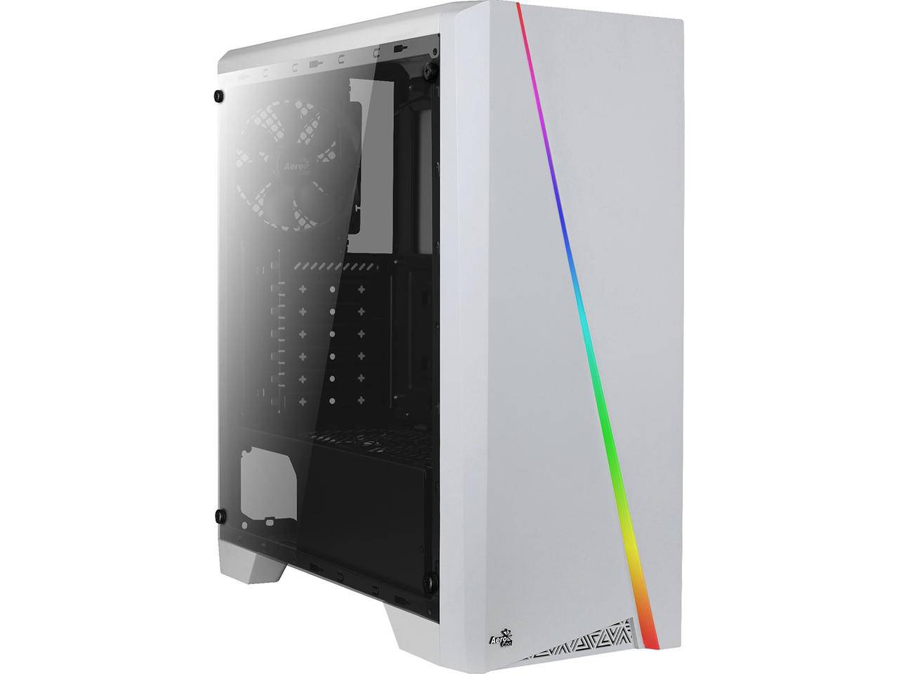 Корпус Aerocool Cylon Mini White Tempered Glass (2xUSB, 2xAudio, 0.5 мм, 80 мм FAN, RGB подсветка, окно, MATX, без БП)