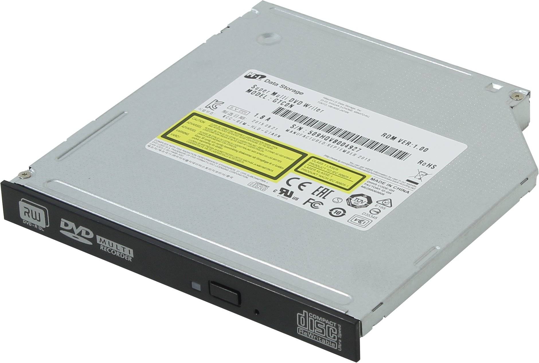 Оптический привод Slim DVD-RW LG GTC0N (SATA, внутренний, черный) OEM