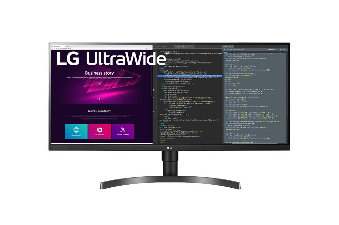 МОНИТОР 34″ LG 34WN750-B Black (IPS, LED, Wide, 3440?1440, 5ms, 178°/178°, 300 Cd/m, 1000:1, +DP, +2хHDMI, USB 3.0 X2, USB 2.0 X2, )
