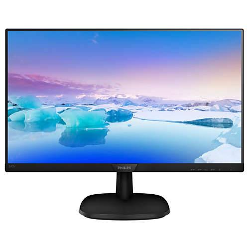 МОНИТОР 23.8″ PHILIPS 243V7QDAB/00(01) Black (IPS, 1920×1080, 75Hz, 4 Ms, 178°/178°, 250 Cd/m, 10M:1, +DVI, +HDMI, +MM)