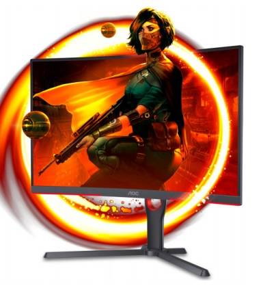 МОНИТОР 27″ AOC C27G3U Black-Red (VA, изогнутый, 1920×1080, 165Hz, 1 Ms, 178°/178°, 250 Cd/m, 80M:1, +2xHDMI 1.4, +DisplayPort 1.2, +4xUSB 3.1, +MM, +регулировка по высоте, FreeSync)