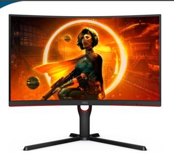 МОНИТОР 27″ AOC CQ27G3SU Black-Red (VA, изогнутый, 2560×1440, 165Hz,1 Ms, 178°/178°, 300 Cd/m, 80M:1, +2xHDMI 2.0, +DisplayPort 1.2, +4xUSB 3.1, +MM, +регулировка по высоте, FreeSync)