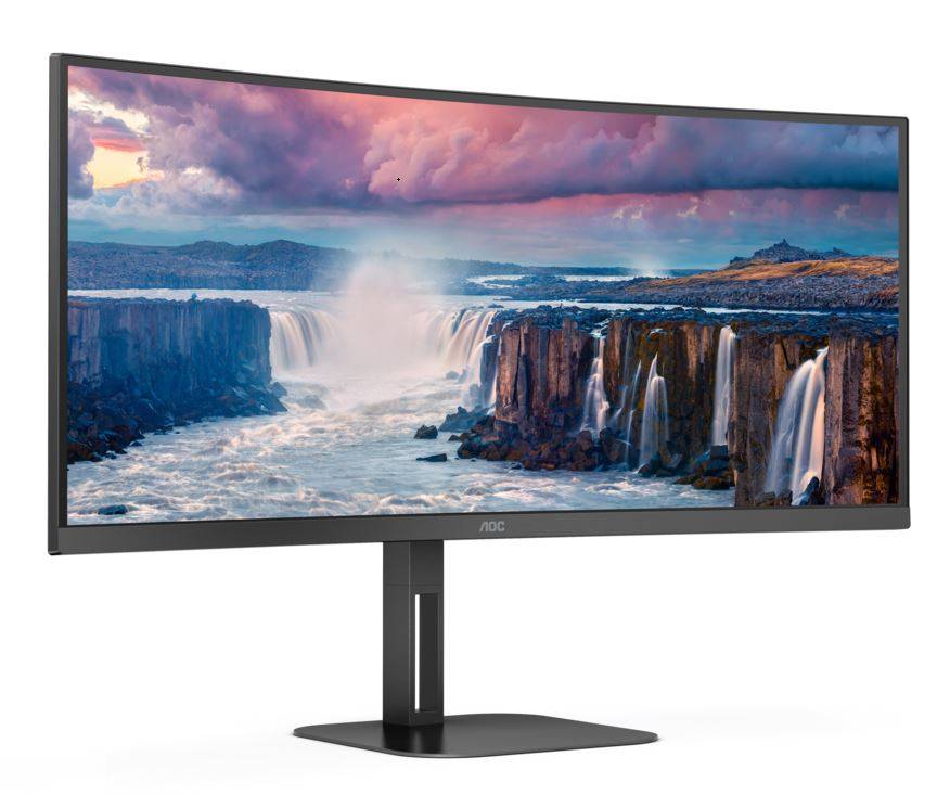 МОНИТОР 34" AOC CU34V5C Black (VA, изогнутый, 3440x1440, 100Hz, 4 ms, 178°/178°, 300 cd/m, 20M:1, +HDMI 2.0, +DisplayPort 1.2, +4xUSB 3.2, +USB Type-C, +MM, +регулировка по высоте) - купить с доставкой по России