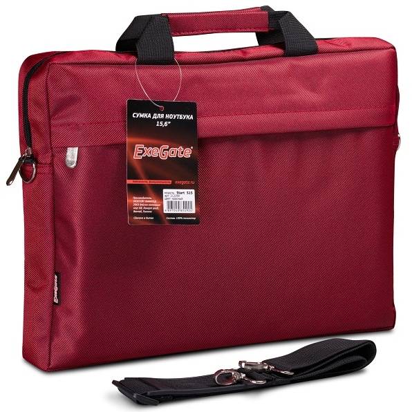 Сумка ExeGate Start S15 Red, красная, полиэстер, для ноутбуков до 15.6″