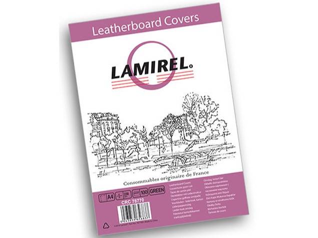 Обложки Lamirel Delta A4, картонные, с тиснением под кожу , цвет: зеленый, 230г/м?, 100шт