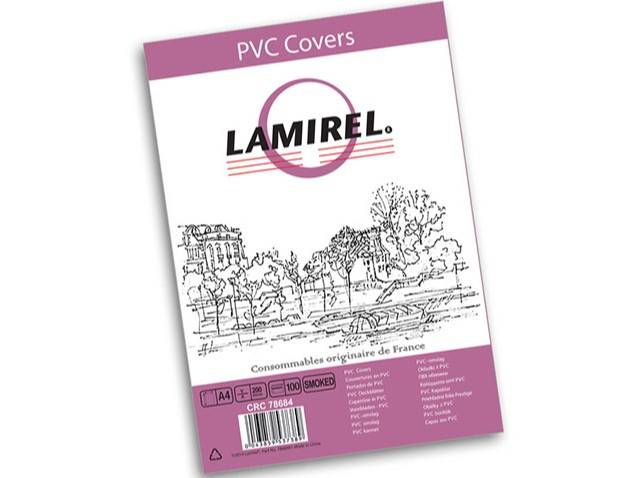 Обложки Lamirel Transparent A4, PVC, дымчатые, 200мкм, 100шт