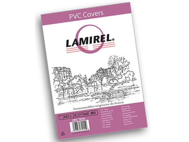 Обложки Lamirel Transparent A4, PVC, красные, 150мкм, 100 шт.