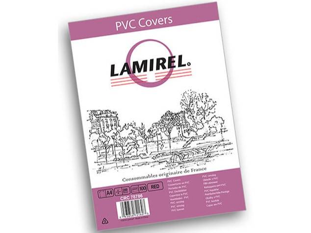Обложки Lamirel Transparent A4, PVC, красные, 200мкм, 100 шт.