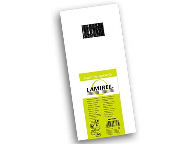 Пружины для переплета пластиковые Lamirel,  6 мм. Цвет: черный, 100 шт в упаковке.