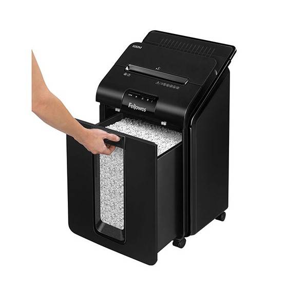 Шредер Fellowes® AutoMax® 100M, минирезка DIN P-4, 4х10 мм, автоподача 100 лст., 23 лтр., автореверc.