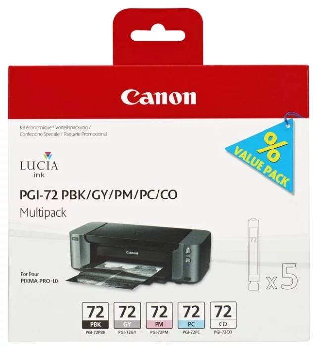Набор картриджей CANON PGI-72 PBK/GY/PM/PC/CO многоцветный, 5 картриджей - картинка товара Набор картриджей CANON PGI-72 PBK/GY/PM/PC/CO многоцветный, 5 картриджей - купить с доставкой по России