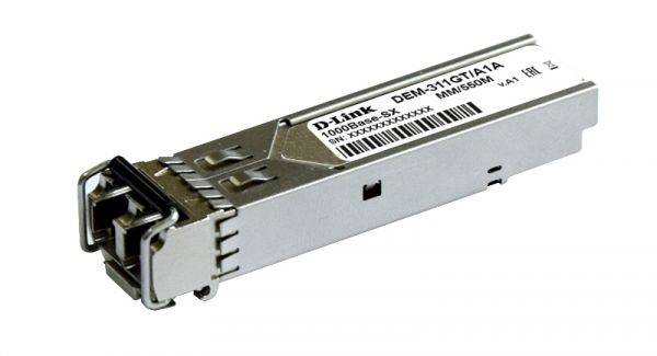 D-Link 311GT/A1A OEM SFP-трансивер с 1 портом 1000Base-SX для многомодового оптического кабеля (до 550 м)