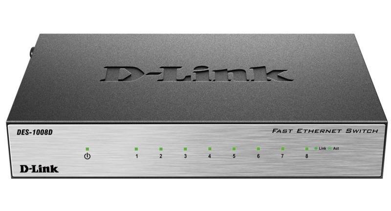 D-Link DES-1008D/L2B Неуправляемый коммутатор с 8 портами 10/100Base-TX