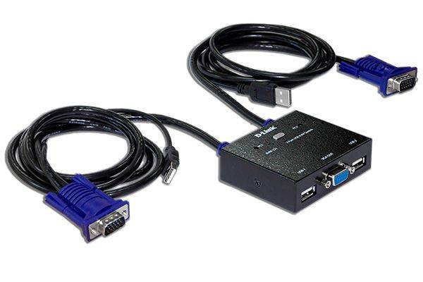 D-Link KVM-221/C1A 2-портовый KVM-переключатель с портами VGA и USB