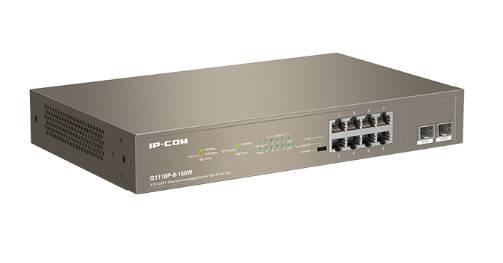 IP-COM G1110P-8-150W Коммутатор неуправляемый PoE, 8 портов, 8×1 Гбит/с, SFP 2×1 Гбит/с, PoE 8х30 Вт (до 130 Вт), установка в стойку