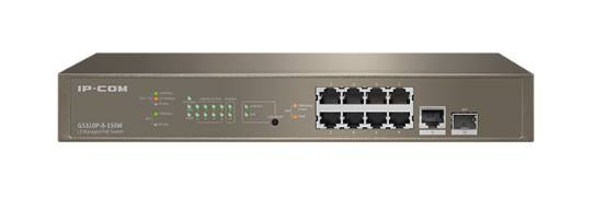 IP-COM G5310P-8-150W Управляемый PoE гигабитный коммутатор L3, 8PoE портов, 1 Uplink, 1 SFP