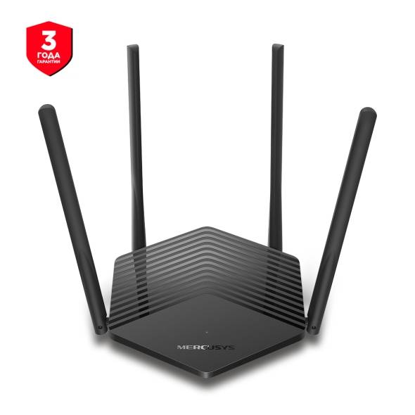 Mercusys MR60X Двухдиапазонный роутер Wi-Fi 6 AX1500, до 300 Мбит/с на 2,4 ГГц + до 1201 Мбит/с на 5 ГГц, LAN 2×1Гбит/с, WAN 1×1Гбит/с, 4 антенны