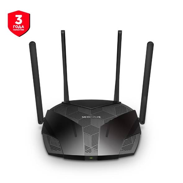 Mercusys MR70X Двухдиапазонный роутер Wi-Fi 6 AX1800, до 574 Мбит/с на 2,4 ГГц + до 1201 Мбит/с на 5 ГГц, LAN 3×1Гбит/с, WAN 1×1Гбит/с, 4 антенны