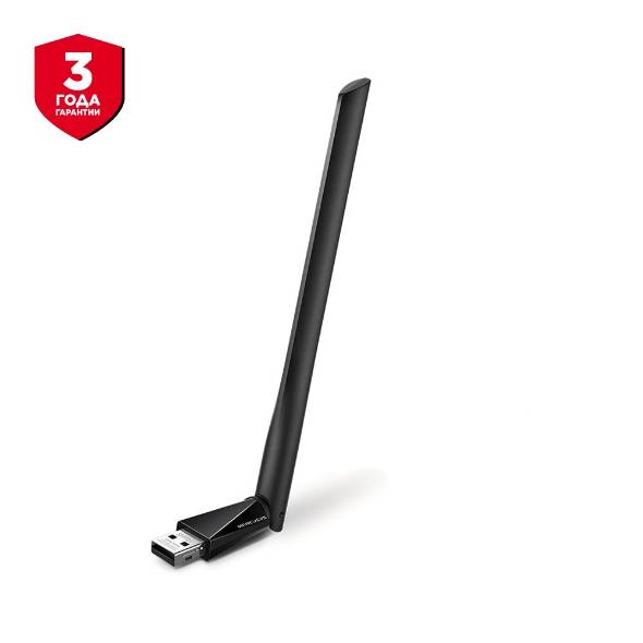 Mercusys MU6H Wi-Fi USB-адаптер высокого усиления AC650, до 200 Мбит/с на 2,4 ГГц + до 433 Мбит/с на 5 ГГц, USB 2.0, 1 антенна высокого усиления - картинка товара Mercusys MU6H Wi-Fi USB-адаптер высокого усиления AC650, до 200 Мбит/с на 2,4 ГГц + до 433 Мбит/с на 5 ГГц, USB 2.0, 1 антенна высокого усиления - купить с доставкой по России