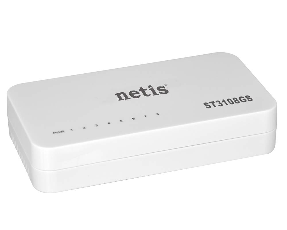 Netis ST3108GS Неуправляемый коммутатор неуправляемый, настольный, порты 10-100Base-TX: 8 портов.