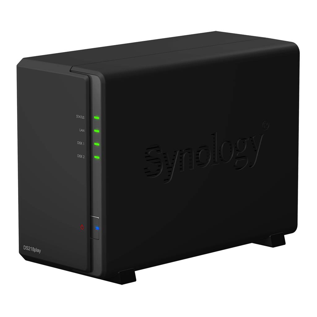 Synology DS218Play Сетевое хранилище 2xHDD Hot Plug, SATA(3,5»), DC1,4GhzCPU/1Gb/RAID0,1/ 2xUSB3.0/1GigEth/iSCSI/2xIPcam(upto15)/ 1xPS