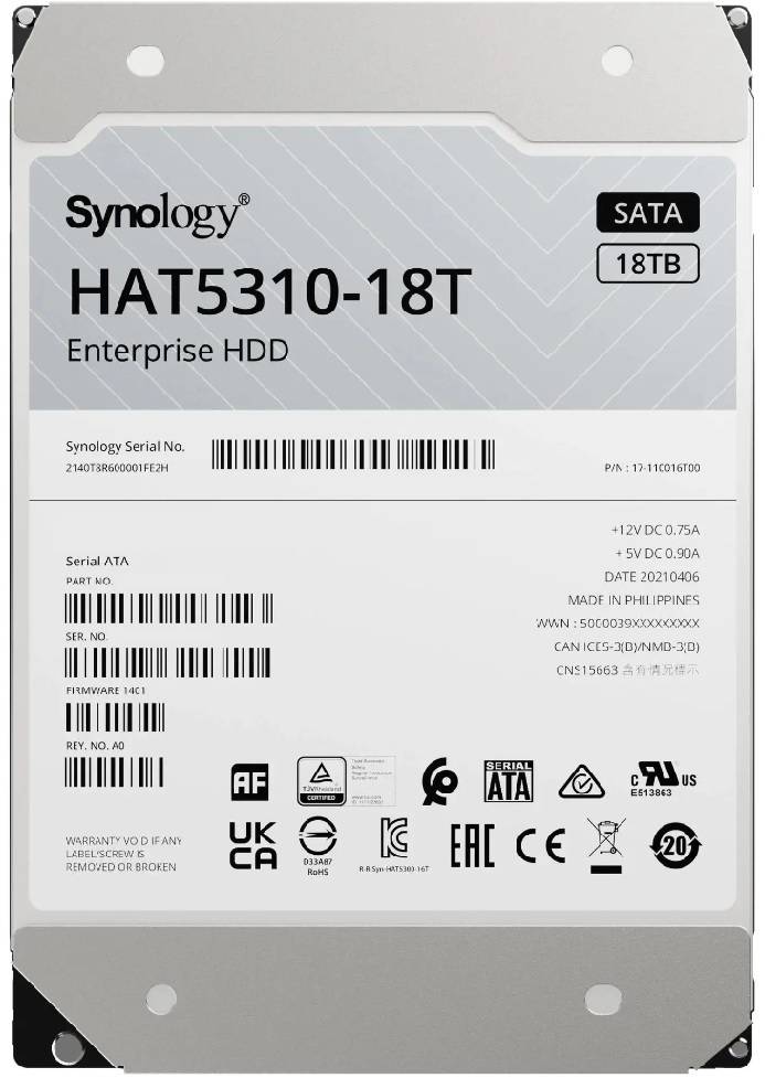 Synology HAT5310-18T Жесткий диск HDD SATA 3,5″, 18Tb, 7200 Rpm, 512Mb