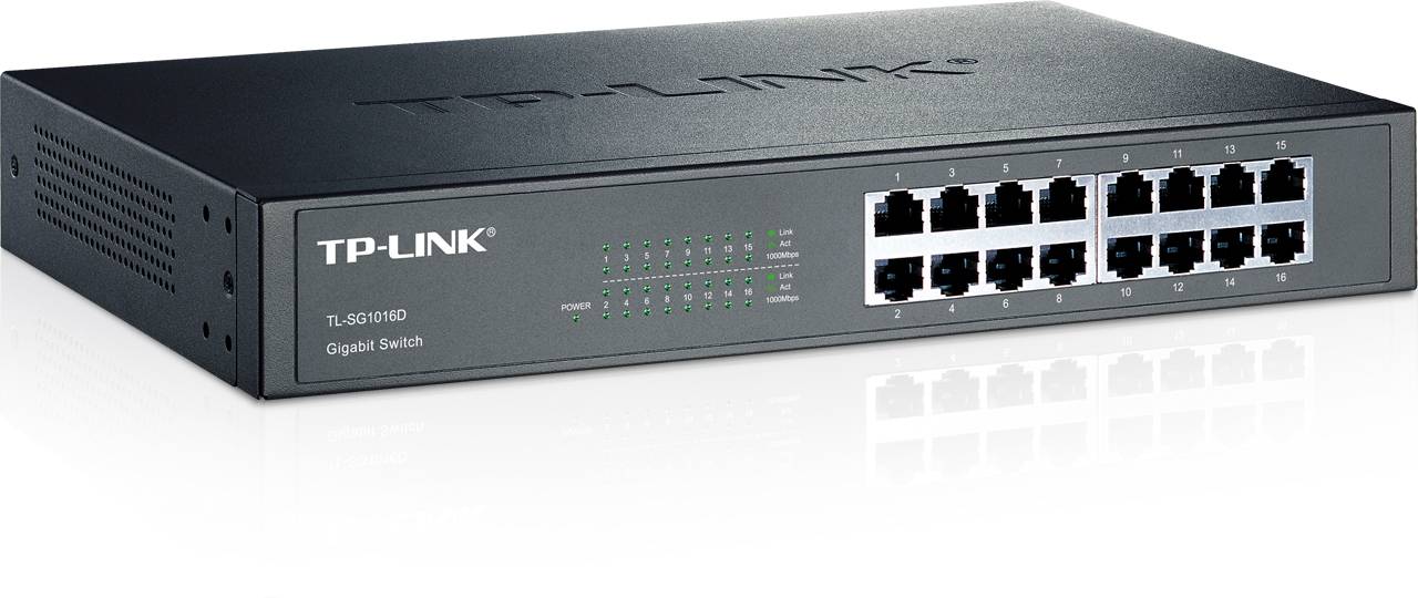 TP-Link TL-SG1016D Коммутатор 16-port Gigabit Switch, Компактный 11,6″ |  ПринтМастер