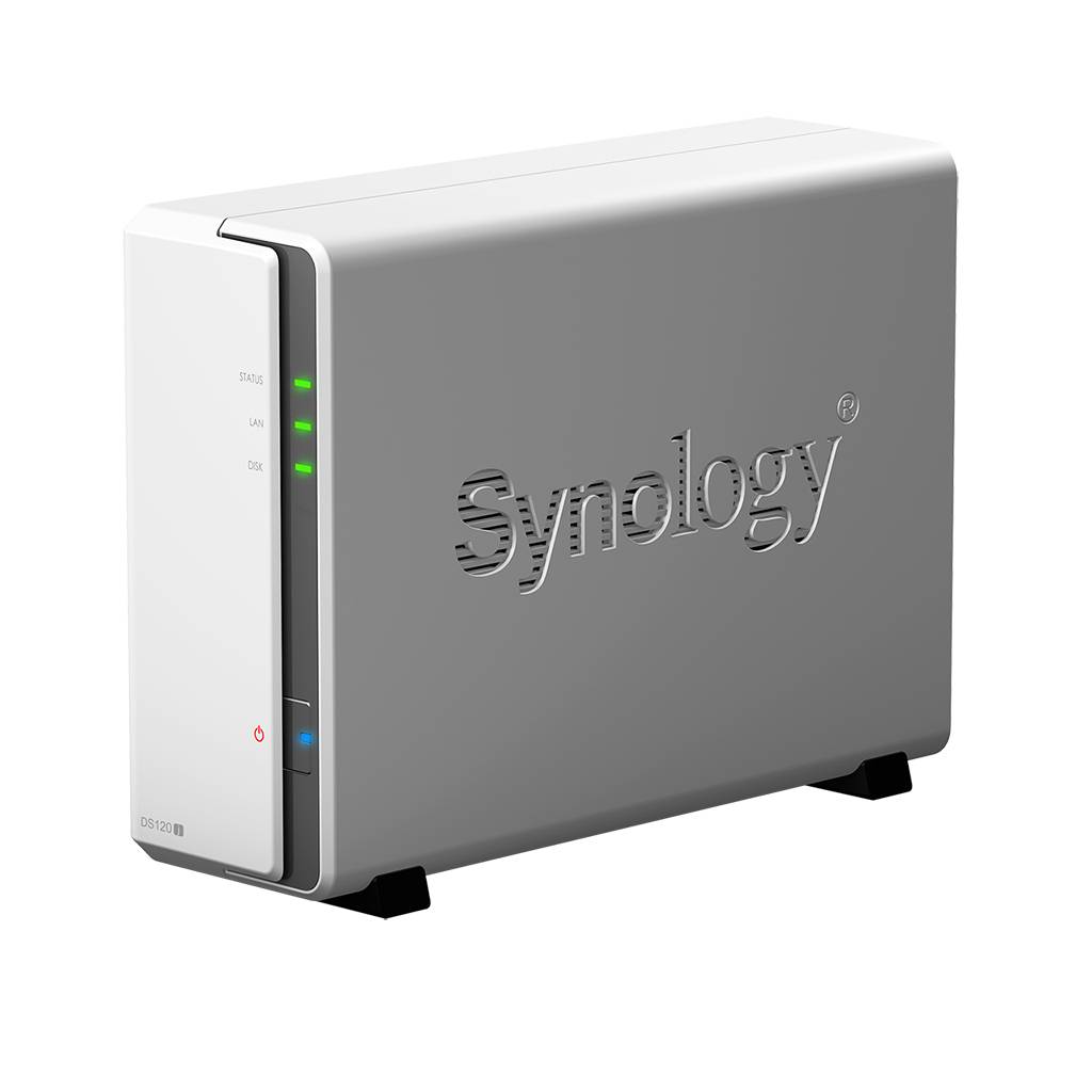 Synology DS120j Сетевое хранилище 1×2.5″/3.5″ SATA, Marvell Armada 3700/2x800kHz, DDR3L 512Mb, 1×1 Гбит/с, 2xUSB