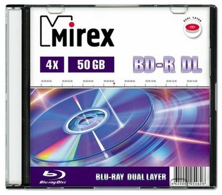 Диск BD-R Mirex 50 Gb, 4x, Slim Case (1), DL (1/50)