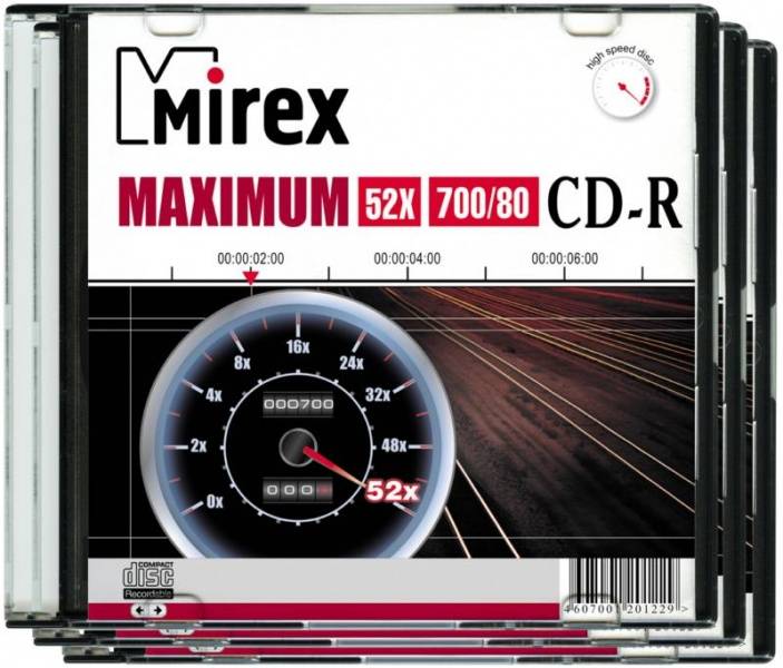 Диск CD-R Mirex 700 Mb, 52х, Maximum, Slim Case (1), (1/200)