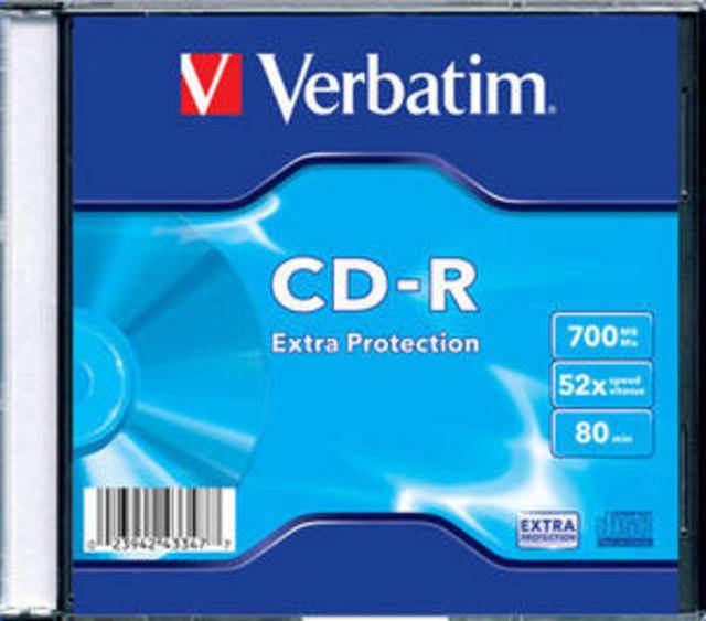 Диск CD-R Verbatim 700 Mb, 52x, Slim Case (1), DL (1/200)