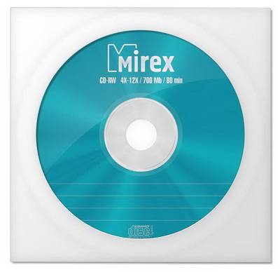 Диск CD-RW Mirex 700 Mb, 12х, Бум.конверт (1), (1/150)