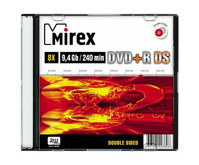 Диск DVD+R Mirex 9.4 Gb, 8x, Slim Case (1), Double Side (1/50)