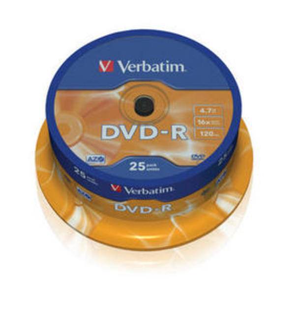 Диск DVD-R Verbatim 4.7 Gb, 16x, Cake Box (25), (25/200)