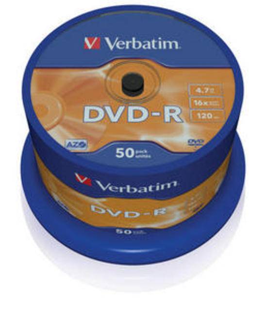 Диск DVD+R Verbatim 4.7 Gb, 16x, Cake Box (50), (50/200)