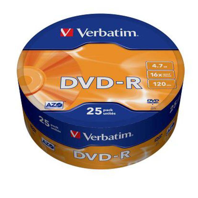 Диск DVD-R Verbatim 4.7 Gb, 16x, Shrink (25), (25/300)