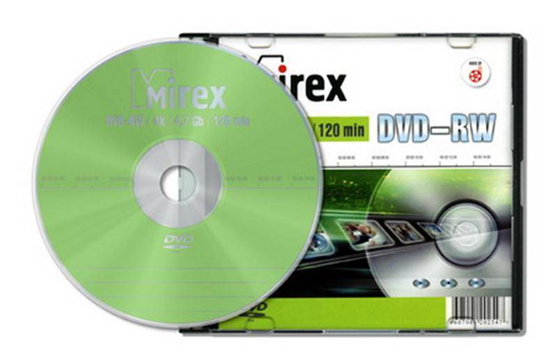 Диск DVD-RW Mirex 4.7 Gb, 4x, Slim Case (1), (1/50)