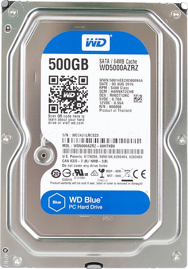 Жесткий диск 500 GB WD Blue WD5000AZRZ 3,5″, SATA3, 5400 RPM