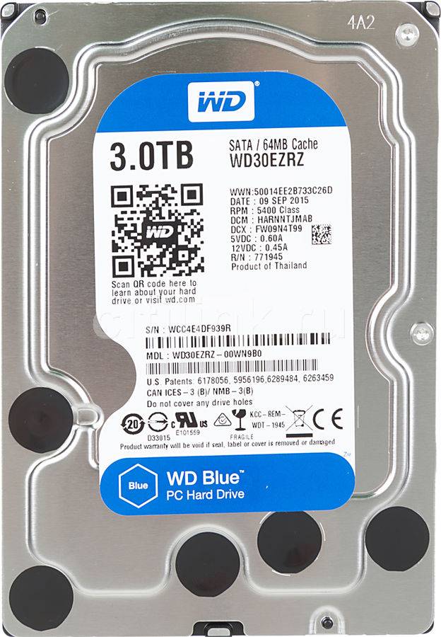 Жесткий диск Desktop 3 TB WD WD30EZRZ Blue 3.5″, SATA3, 6Gb/s, 5400 RPM, 64Mb